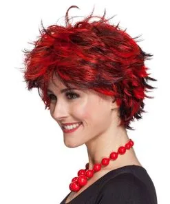 PERRUQUE NOIRE ET ROUGE JOYCE -P20125