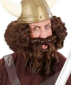 PERRUQUE ET BARBE BRUNES À ANGLAISES -P40208