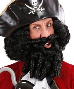 PERRUQUE ET BARBE NOIRES À ANGLAISES -P40209