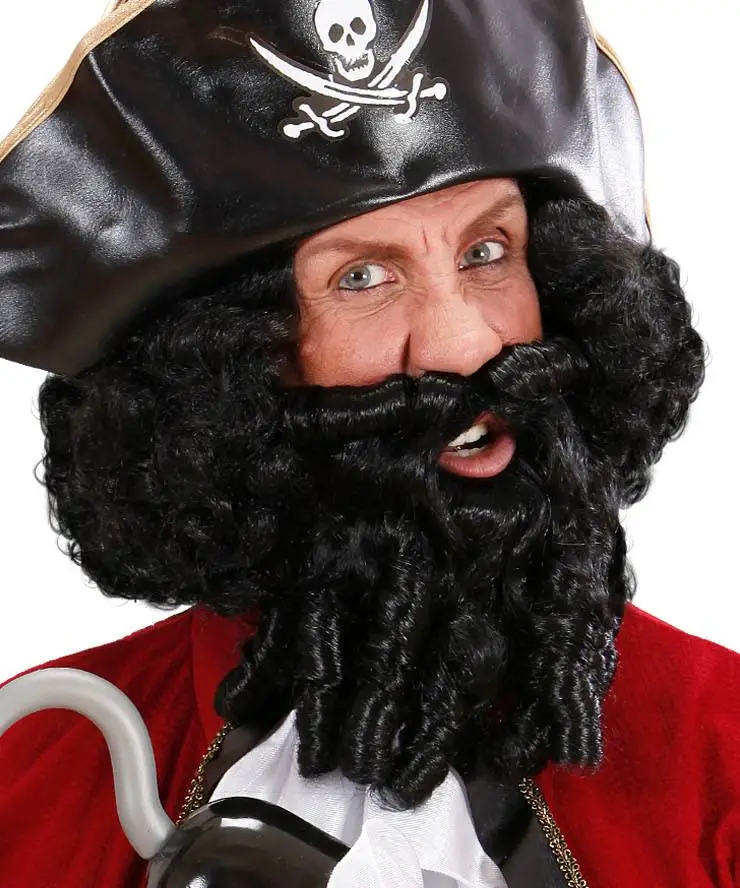 PERRUQUE ET BARBE NOIRES À ANGLAISES -P40209