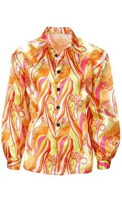 CHEMISE HIPPIE 70S ORANGE -v19523