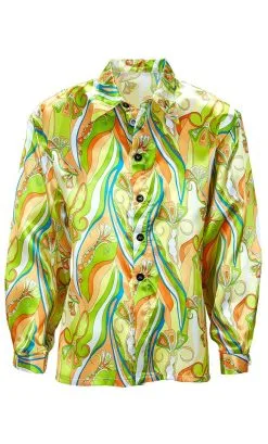 CHEMISE HIPPIE 70S VERTE -v19524