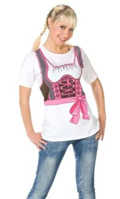 COSTUME TYROLIENNE T - SHIRT ROSE -v29536