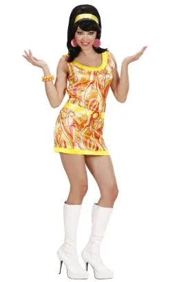 COSTUME MINI ROBE 70S ORANGE POUR FEMME -v29602