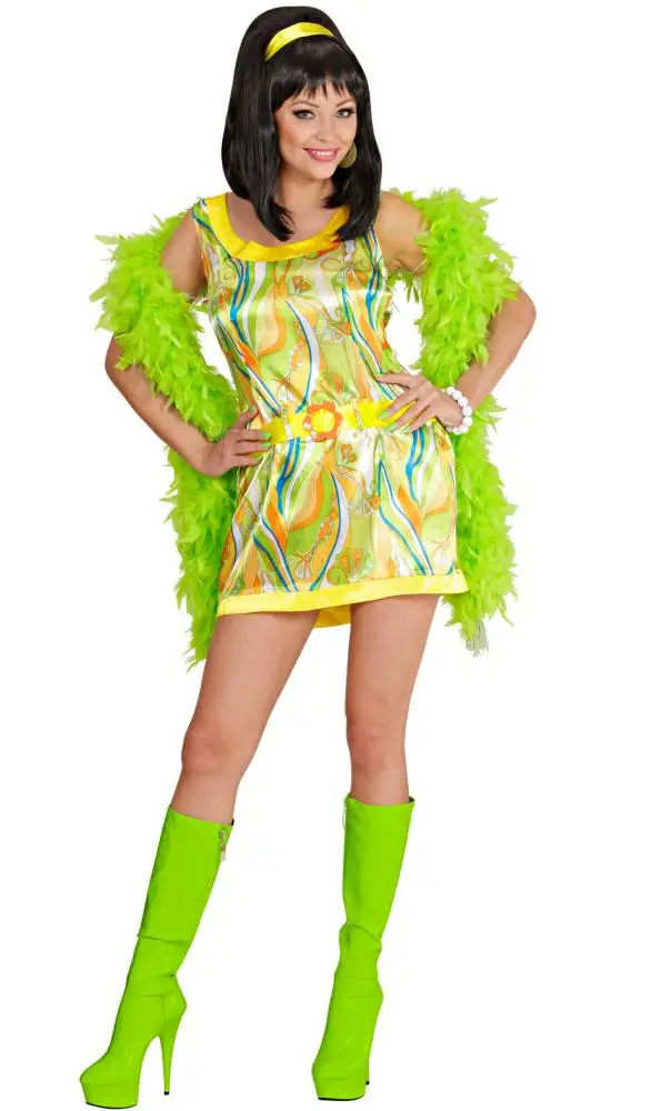 COSTUME MINI ROBE 70S VERTE POUR FEMME -v29603