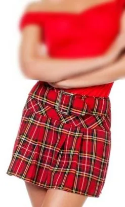 JUPE ÉCOLIÈRE NOIR - ROUGE -v29982
