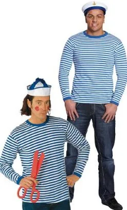 T - SHIRT RAYÉ BLEU ET BLANC -v39440