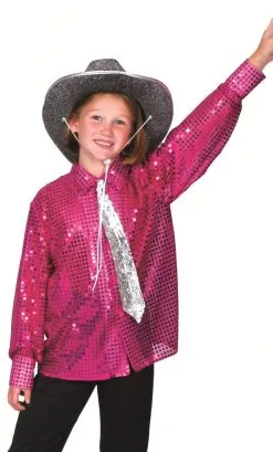 CHEMISE DISCO ENFANT FUSHIA -v49159