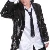 COSTUME VESTE PAILLETTES NOIRE HOMME -w10058