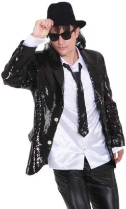 COSTUME VESTE PAILLETTES NOIRE HOMME -w10058