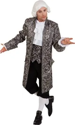 VESTE DE MARQUIS BROCART ARGENT -w10066