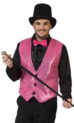 GILET PAILLETTES ROSE -w10223