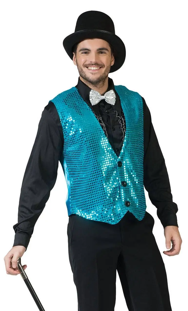 GILET PAILLETTES BLEU -w10224