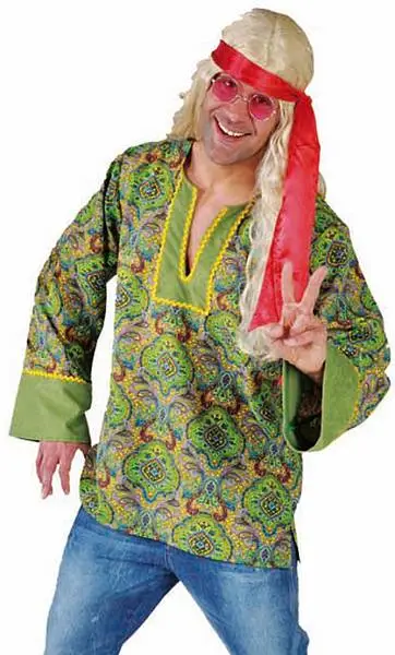 CHEMISE DE HIPPIE VERTE HOMME -w10235 – Image 2